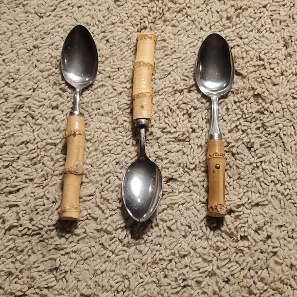 Mitsuboshi Stainless Bamboo Handle 18 Knives Forks Spoons - Japan - Picture 8 of 12